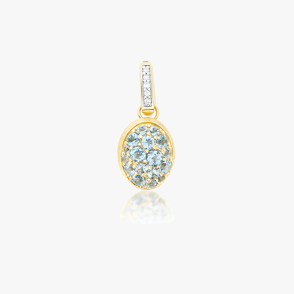 Nanis Boules 18k Gold Pendant with Blue Topaz and Diamonds (Small)