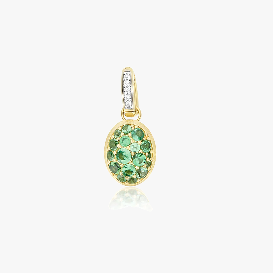 Nanis Boules 18k Gold Pendant with Green Tsavorites and Diamonds (Small)