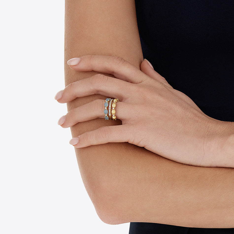 Nanis Aquamarine & Diamond Triple-Band Ring