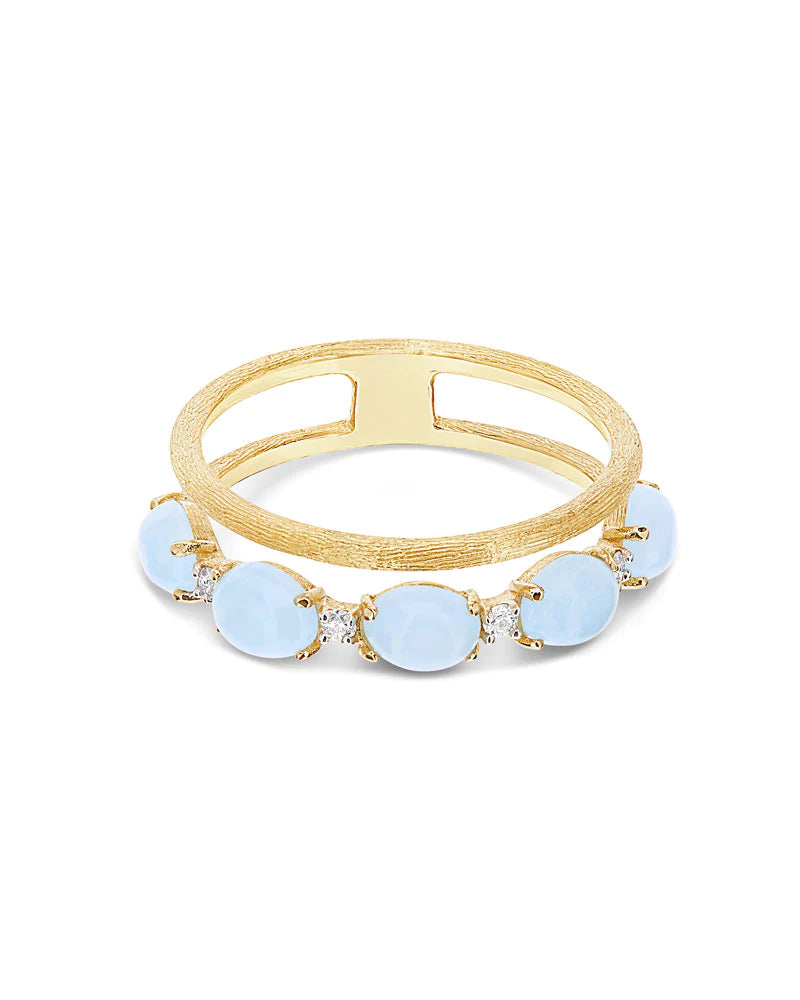 Nanis Azure Gold, Aquamarine and Diamonds Double-Band Ring - Orsini Jewellers