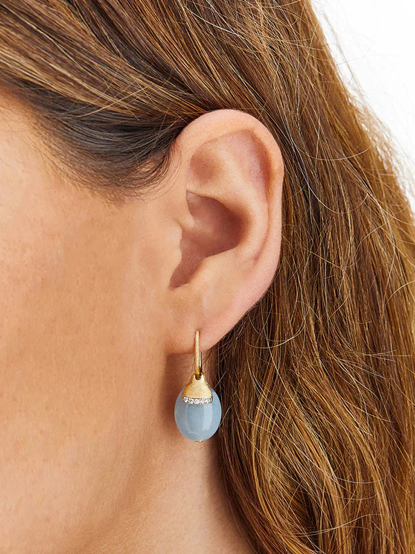 Nanis Azure Gold and Aquamarine Ball Drop Earrings with Diamond Details - Orsini Jewellers