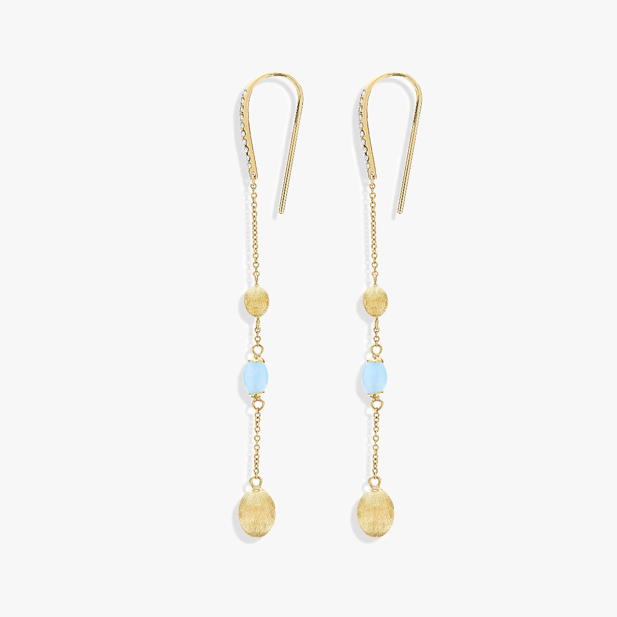 Nanis Azure Gold and Aquamarine Drop Earrings with Diamond Details OS26-587_GG