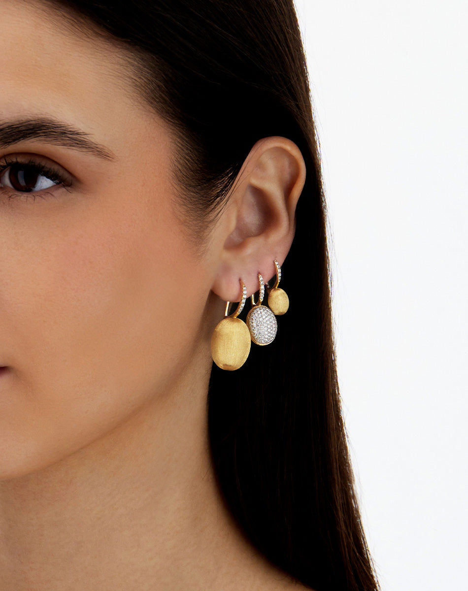 Nanis Boules Gold Drop Pave Diamond Earrings - Medium