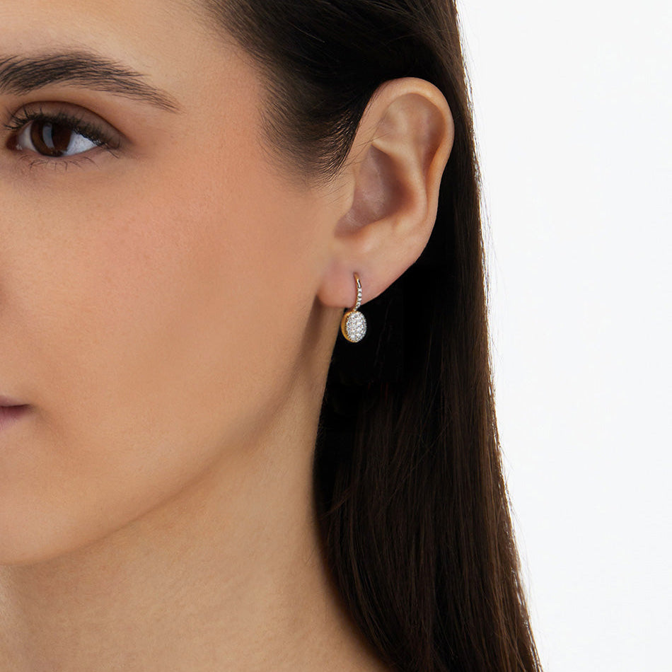 Nanis Boules Gold Drop Pave Diamond Earrings - Mini on model