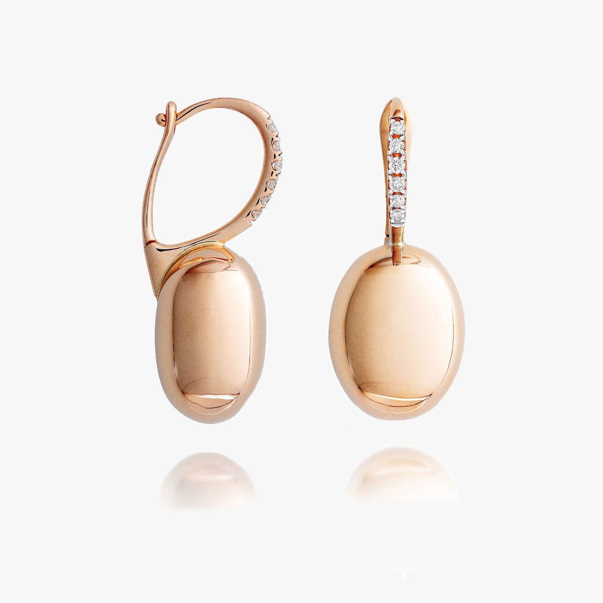 Nanis Boule Rose Gold Earrings with Diamond Detail – Small OS16-583_RR_LU