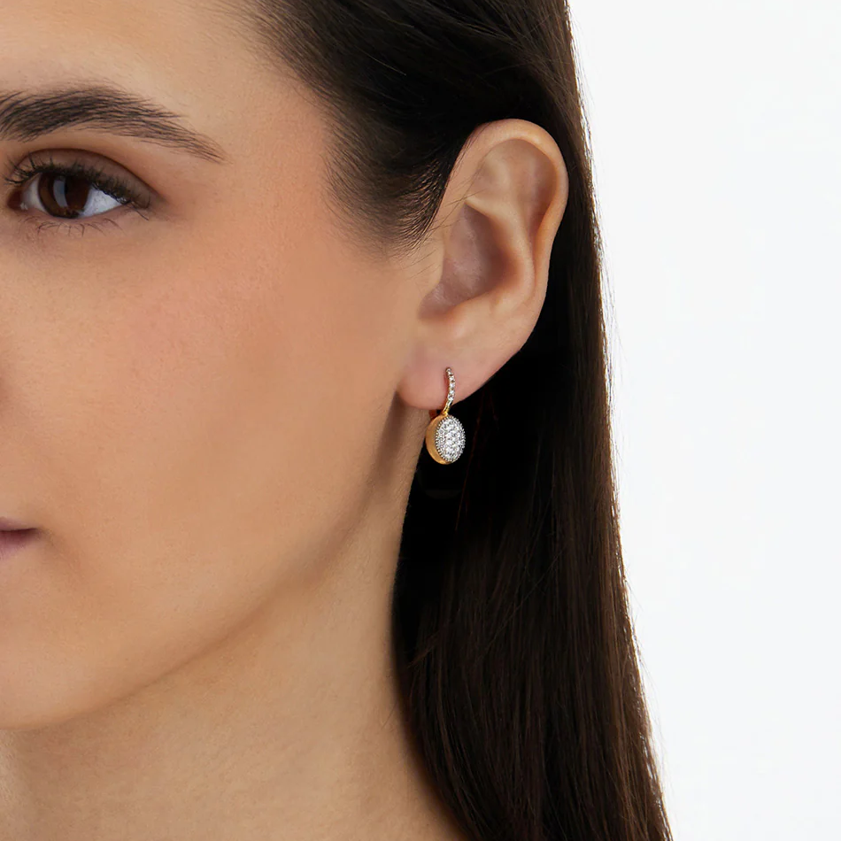 Nanis Boules 18k Gold Earrings with Pavé Diamonds (Small)