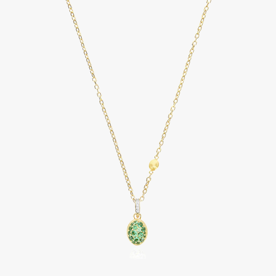 Nanis Boules 18k Gold Pendant with Green Tsavorites Diamonds (Small)