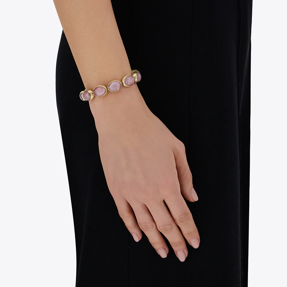 Nanis Dolcevita Muse Beaded Bracelet in Gold with Pink Quartz (Small) orsini