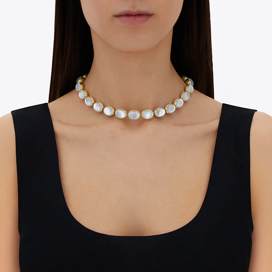 Nanis Dolcevita Muse Beaded Choker Necklace in Gold with Mother-of-Pearl (Small) CI3-609_GG_IN