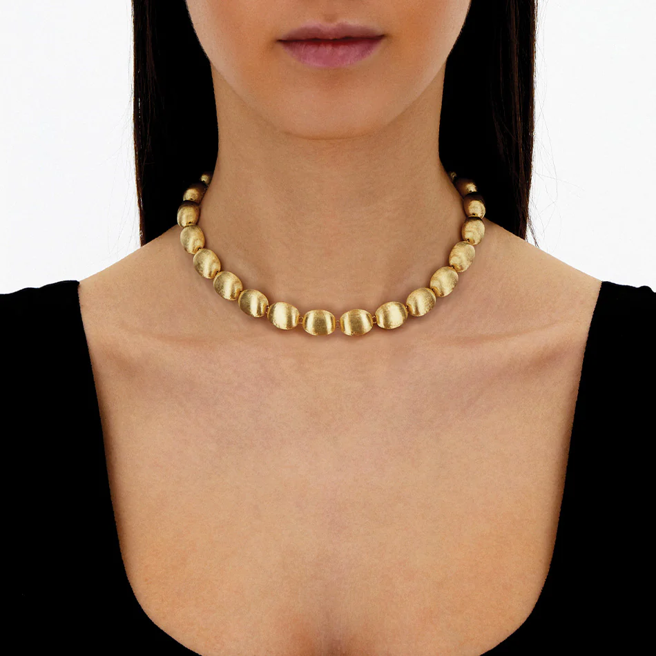 Nanis Dolcevita Muse Beaded Choker Necklace in Gold with Pink Quartz (Small) orsini