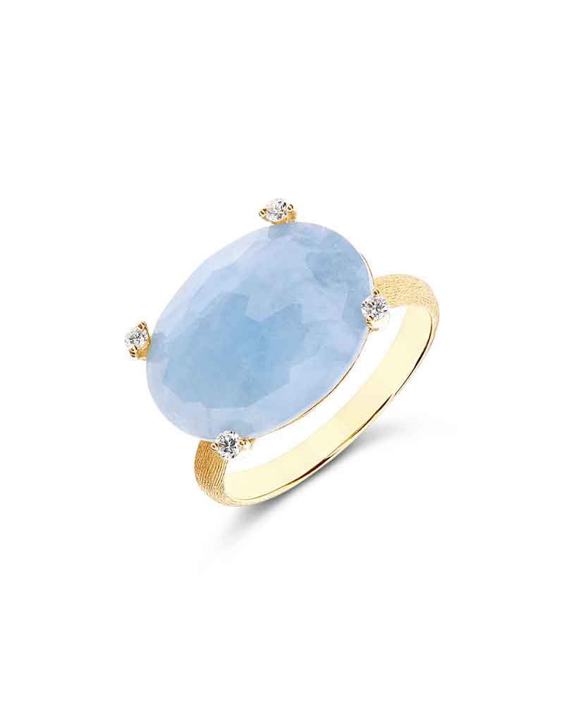 Nanis Ipanema Aquamarine Gold Ring with Diamond Detail - Orsini Jewellers