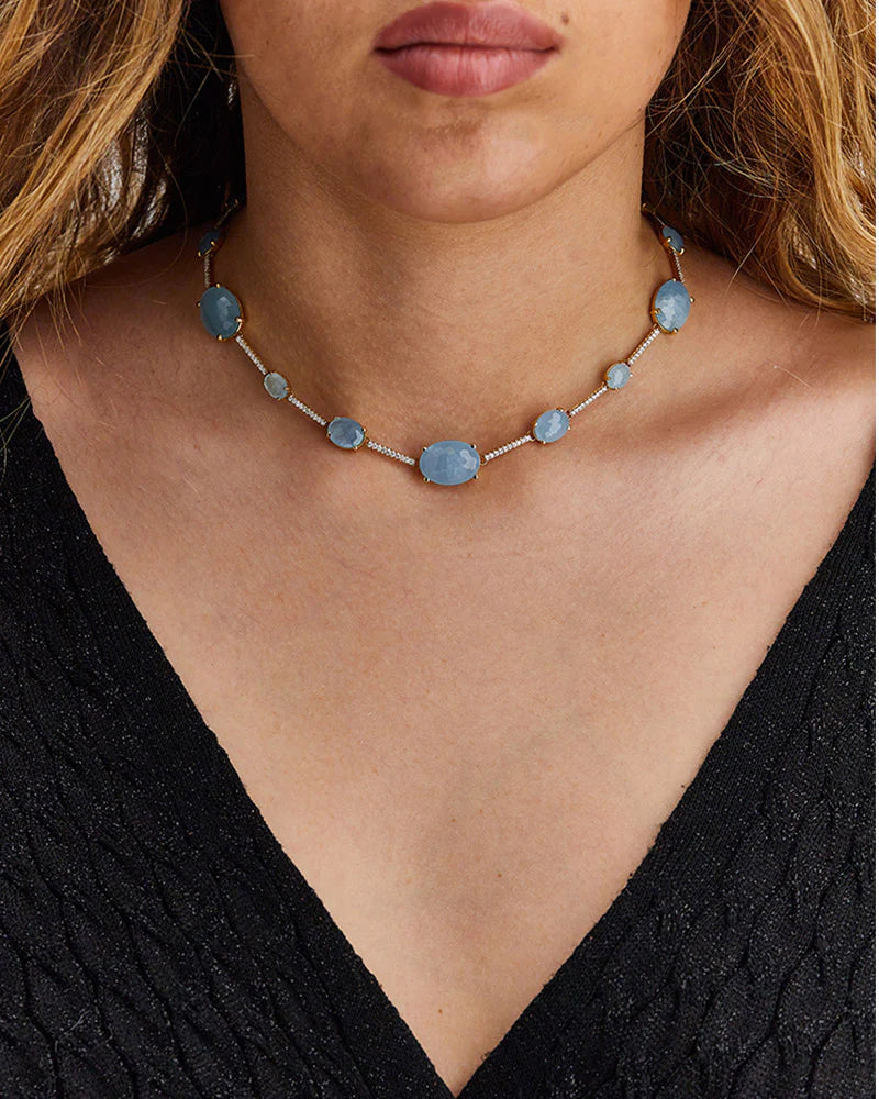 Nanis Ipanema Aquamarine and Diamond Bars Collar Necklace - Orsini Jewellers
