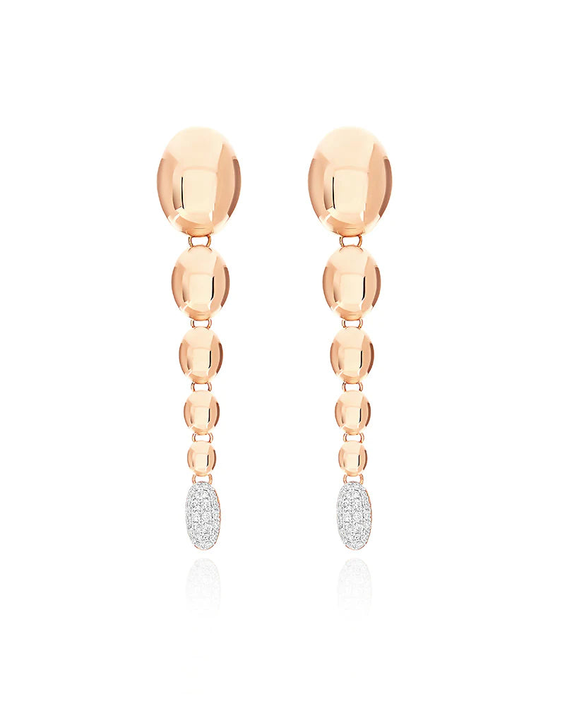 Nanis Ivy Rose Gold Boules and Diamonds Pendant Dangle Earrings - Orsini Jewellers