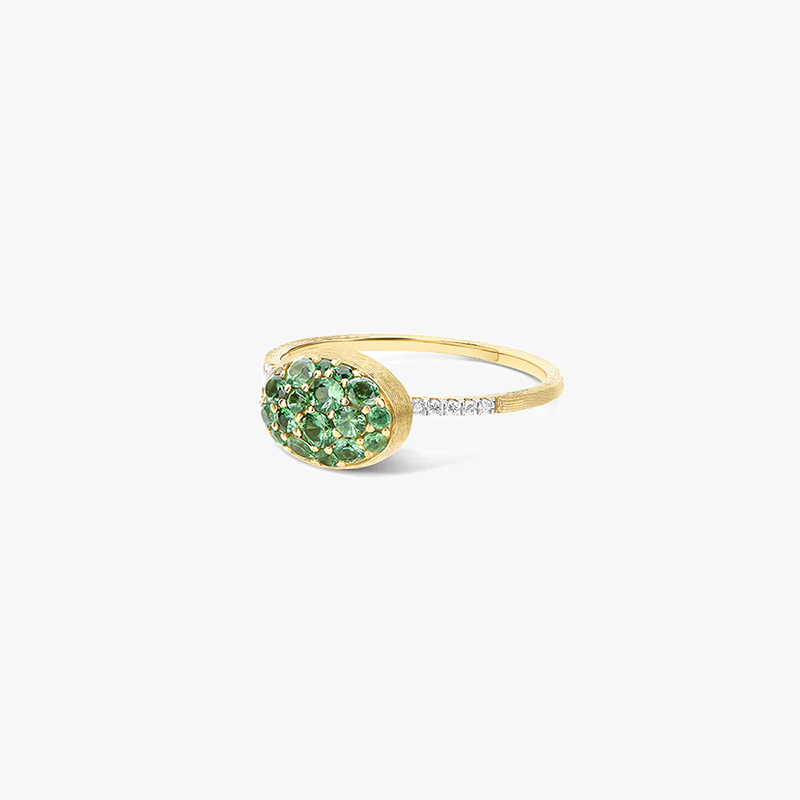 Nanis Boules 18k Gold Ring with Green Tsavorite and Diamonds (Small)