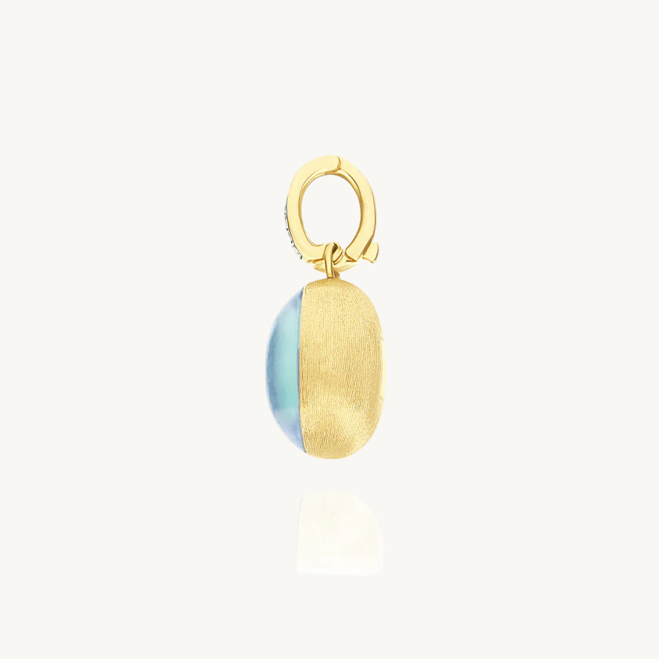 Nanis Muse Boule Amazonite Pendant in Gold with Diamonds Orsini