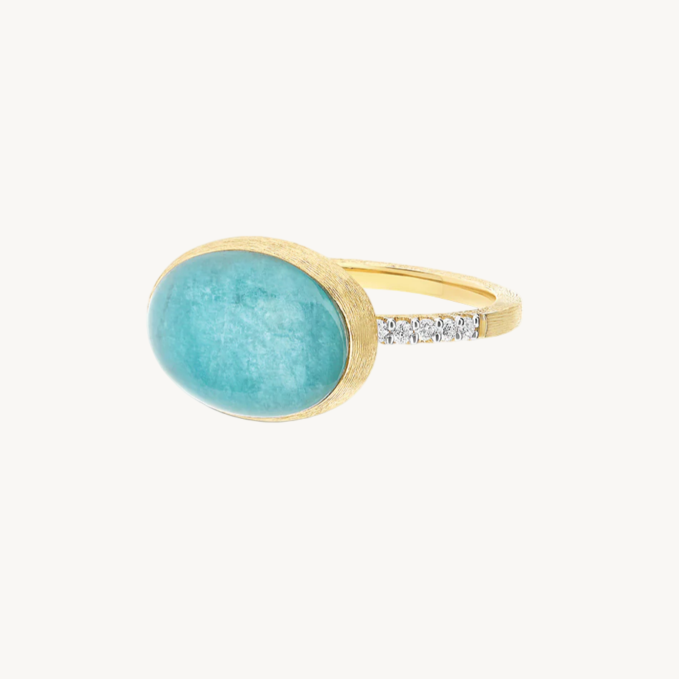 Nanis Muse Boule Gold and Amazonite Gemstone Ring with Diamonds (Medium) AS5-609