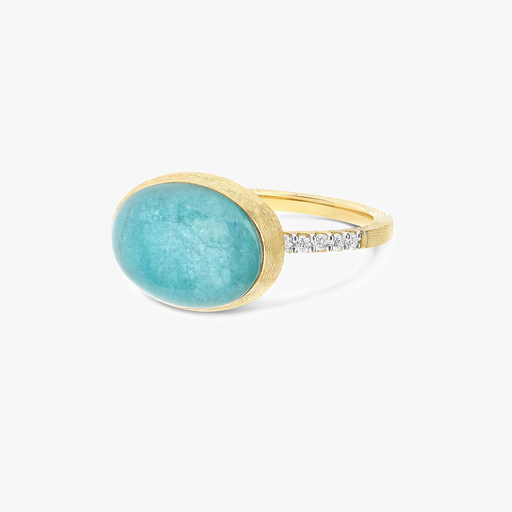 Nanis Muse Boule Gold and Amazonite Gemstone Ring with Diamonds (Medium) 18k gold