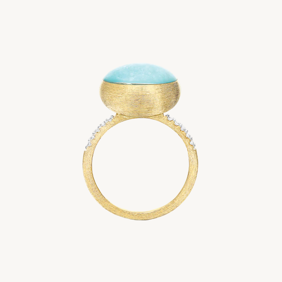 Nanis Muse Boule Gold and Amazonite Gemstone Ring with Diamonds Ring
