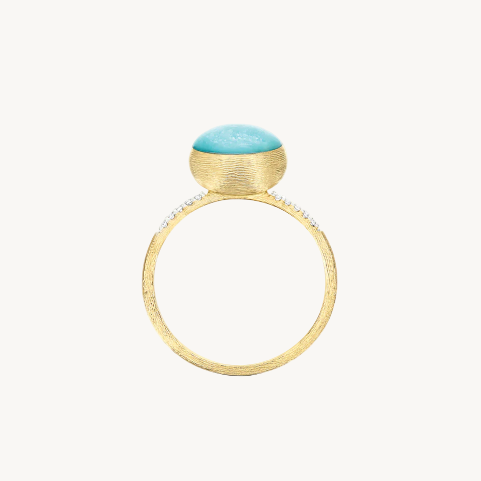 Nanis Muse Boule Gold and Amazonite Gemstone Ring with Diamonds (Small) AS1-609
