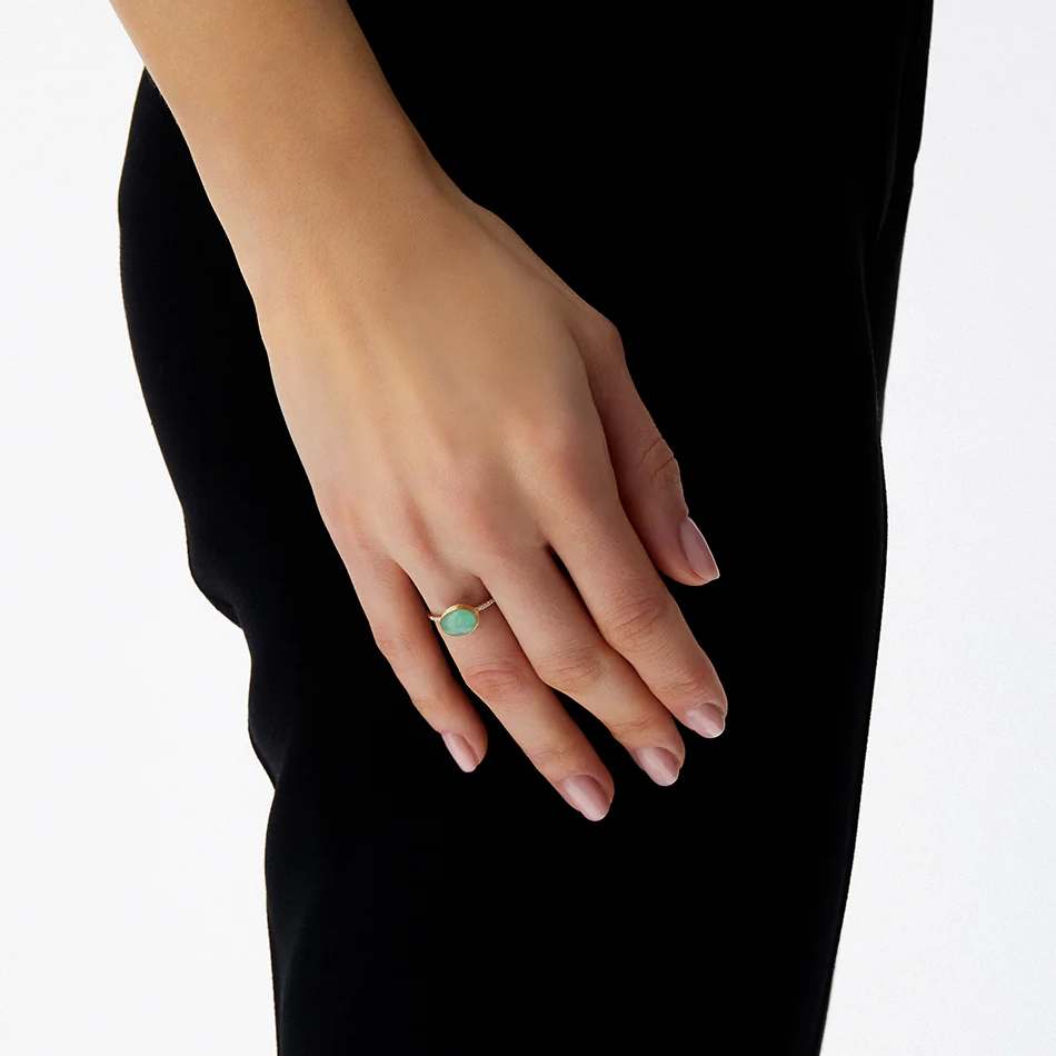 Nanis Muse Boule Gold and Jadeite Gemstone Ring with Diamonds (Small) AS4-609 Orsini