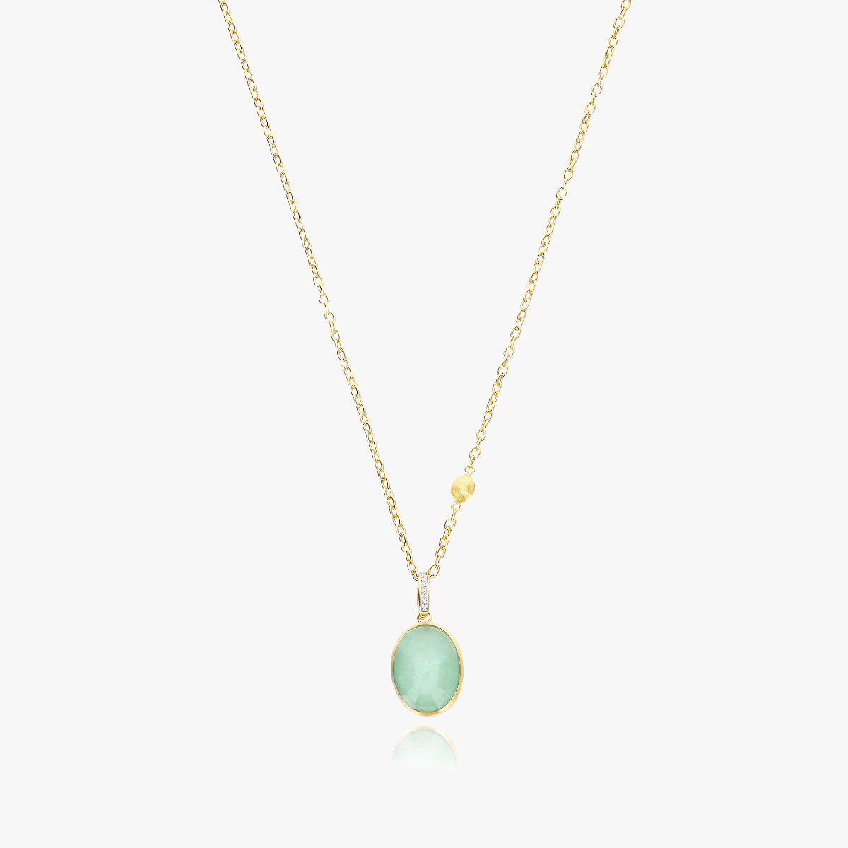 Nanis Muse Boule Jadeite Pendant in Gold with Diamonds (Medium) PS8-609