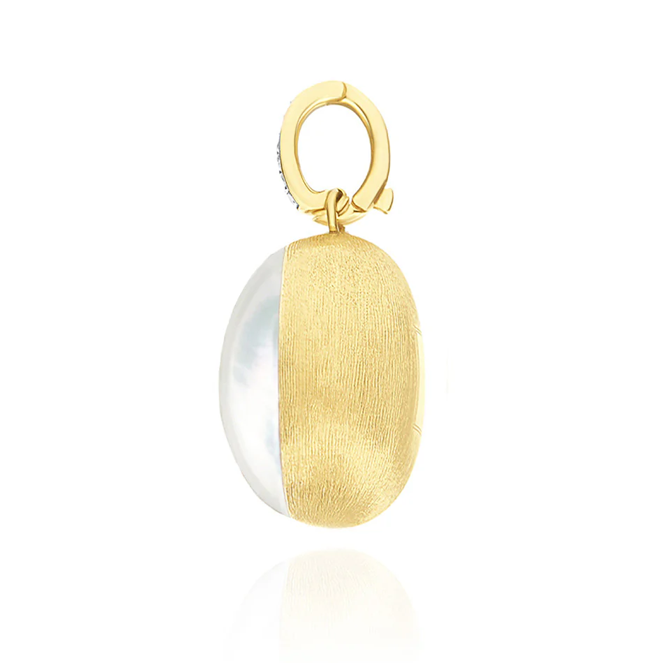 Nanis Muse Boule Mother of Pearl Pendant in Gold with Diamond Necklace