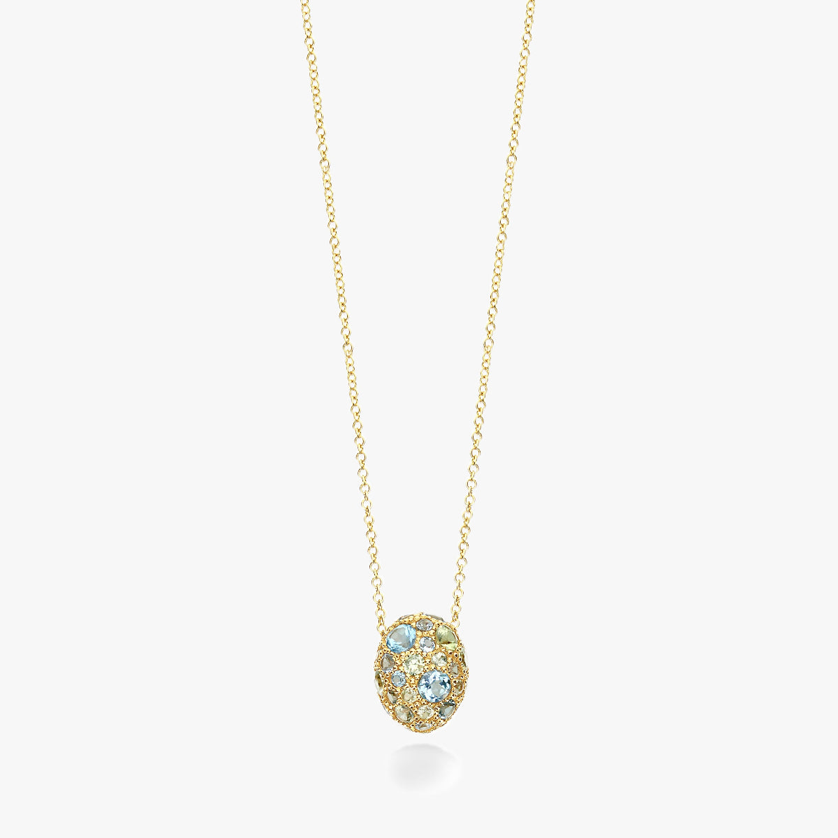 Nanis Reverse Blue Diamonds, Swiss Blue Topaz, Green Sapphires and London Blue Topaz Reversible Necklace CS30-584_GG_LU close