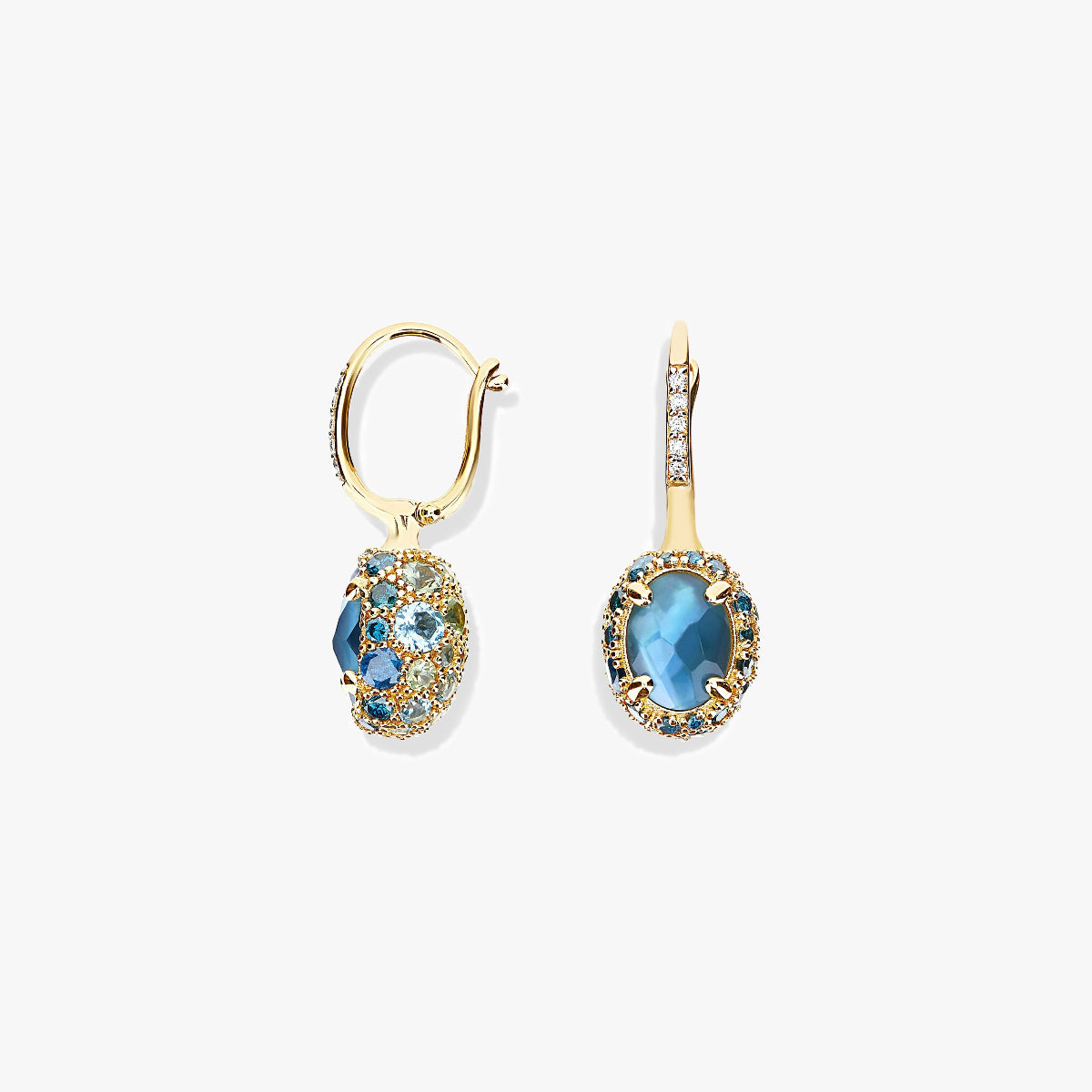 Nanis Reverse Blue Topaz, Sapphire & Diamond Drop Earrings - Small