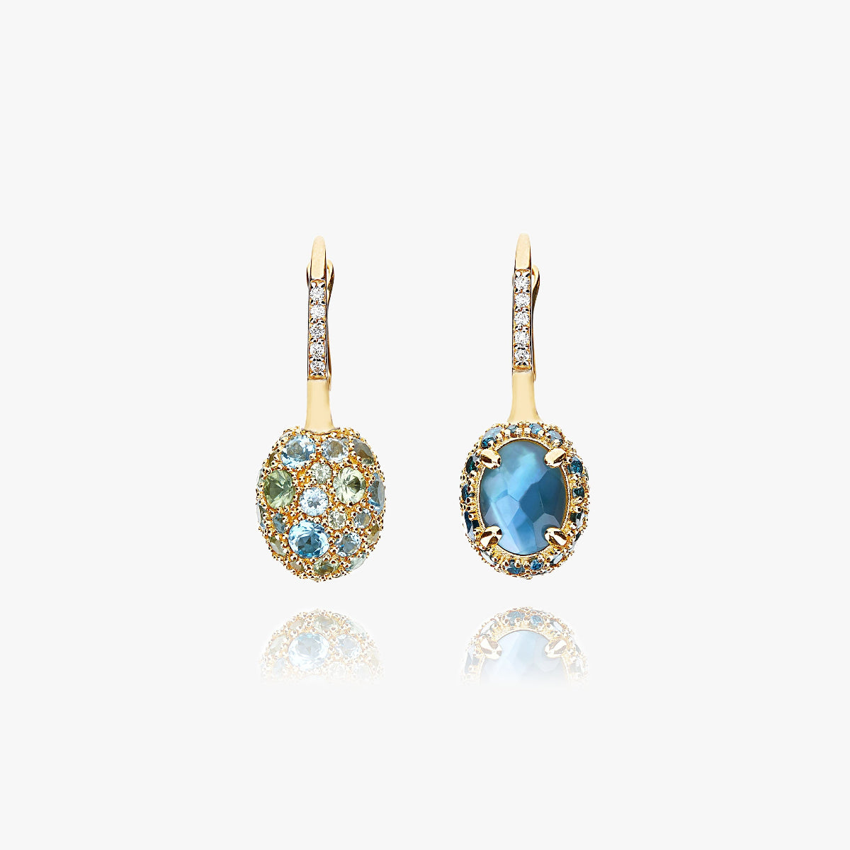 Nanis Reverse Blue Topaz, Sapphire & Diamond Drop Earrings - Small Orsini