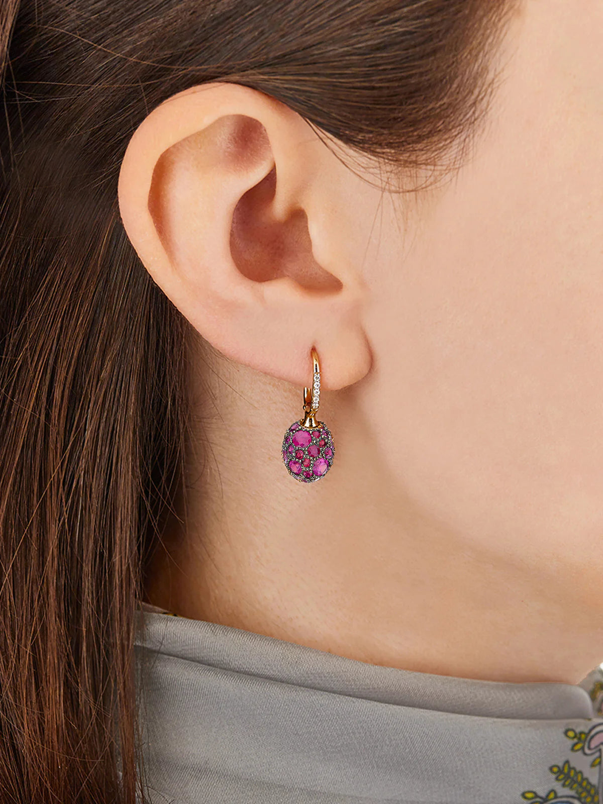 Nanis Reverse Gold, Pink Sapphires, Rubies, White Australian Opal and Diamonds Double Face Ball Drop Earrings (Small) - Orsini Jewellers
