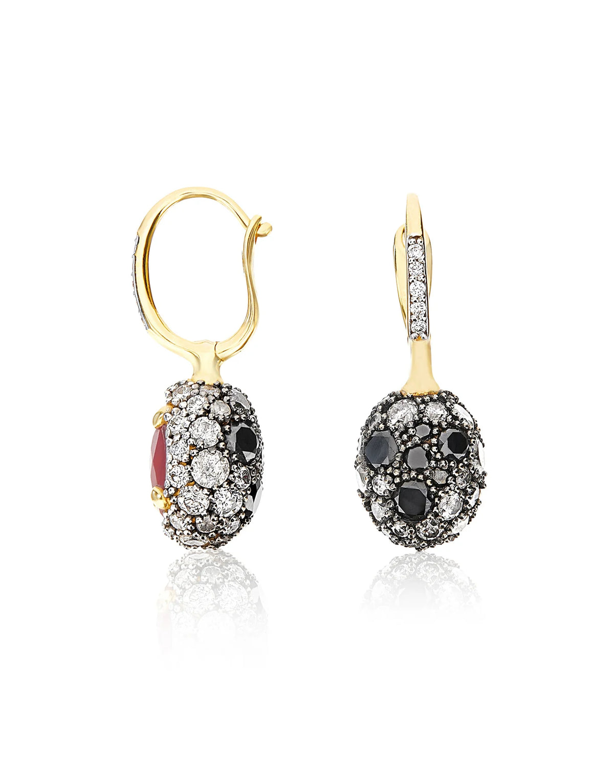 Nanis Reverse Gold, Rubies, Diamonds and Rock Crystal Double Face Ball Drop Earring (Small) - Orsini Jewellers
