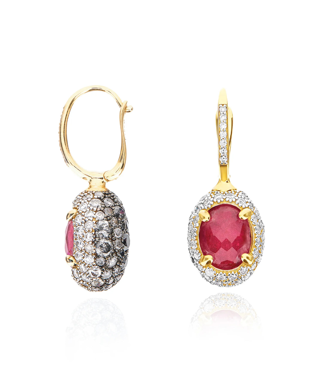 Nanis Reverse Gold, Rubies, Diamonds and Rock Crystal Double Face Ball Drop Earrings (Medium) - Orsini Jewellers