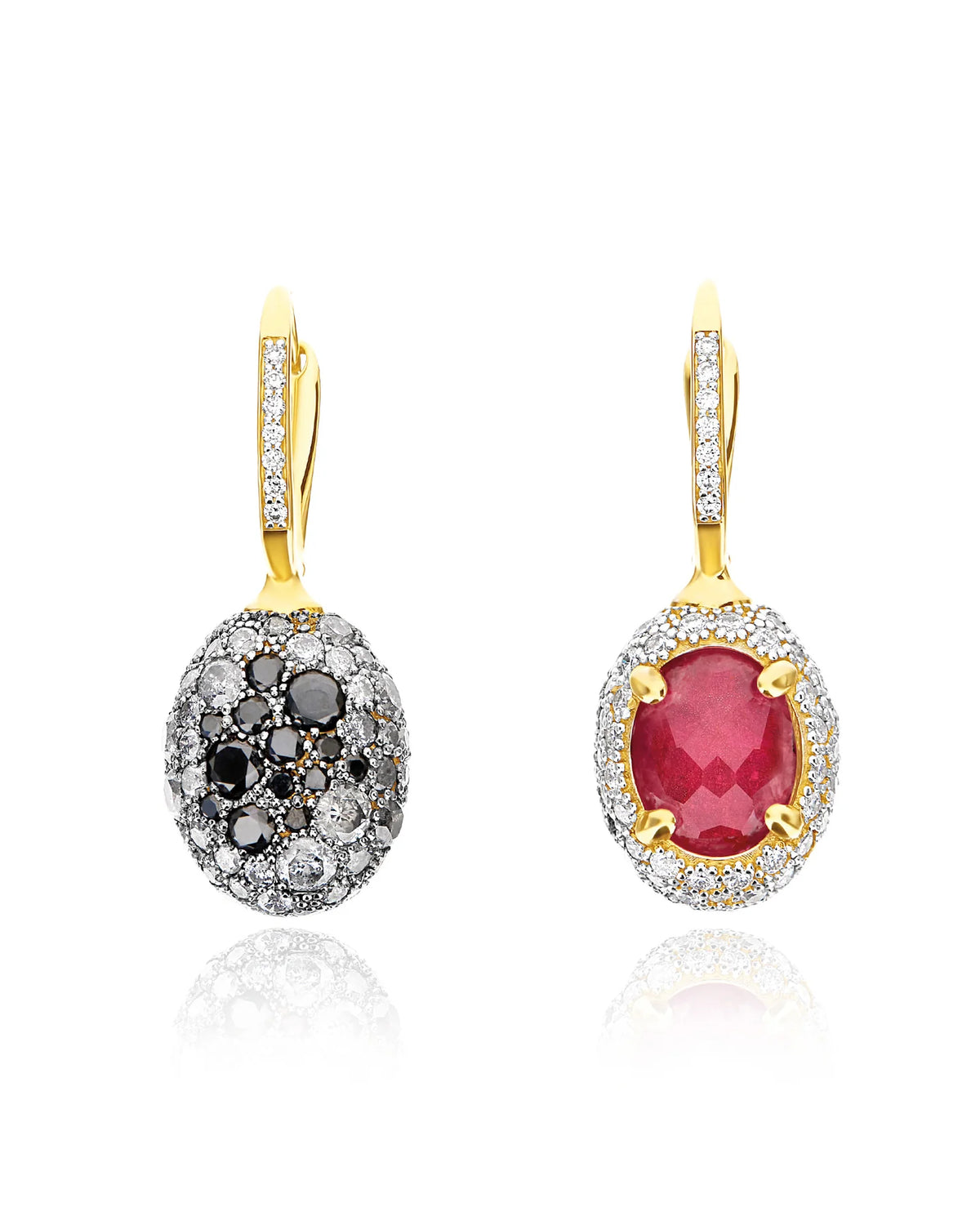 Nanis Reverse Gold, Rubies, Diamonds and Rock Crystal Double Face Ball Drop Earrings (Medium) - Orsini Jewellers