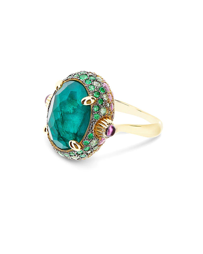 Nanis Reverse Gold, Sapphire, Tsavorite, Amethyst, Green Labradorite and Rock Crystal Double Face Ring (Large) - Orsini Jewellers