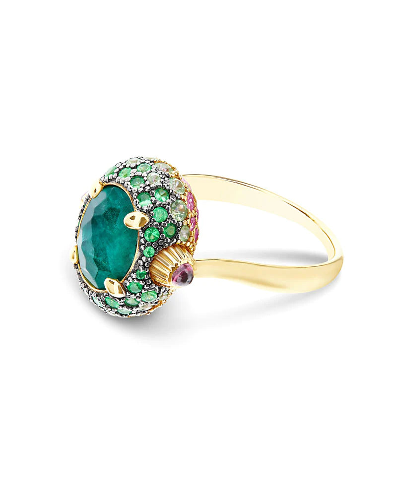 Nanis Reverse Gold, Sapphire, Tsavorite, Amethyst, Green Labradorite and Rock Crystal Double Face Ring (Medium) - Orsini Jewellers