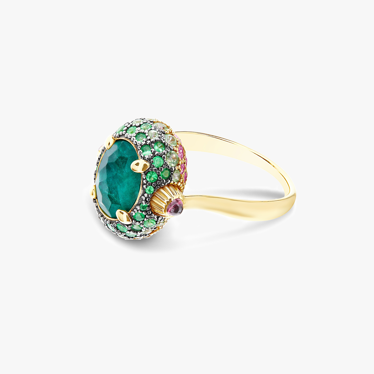 Nanis Reverse Green Labradorite and Gemstone Ring - Medium at Orsini