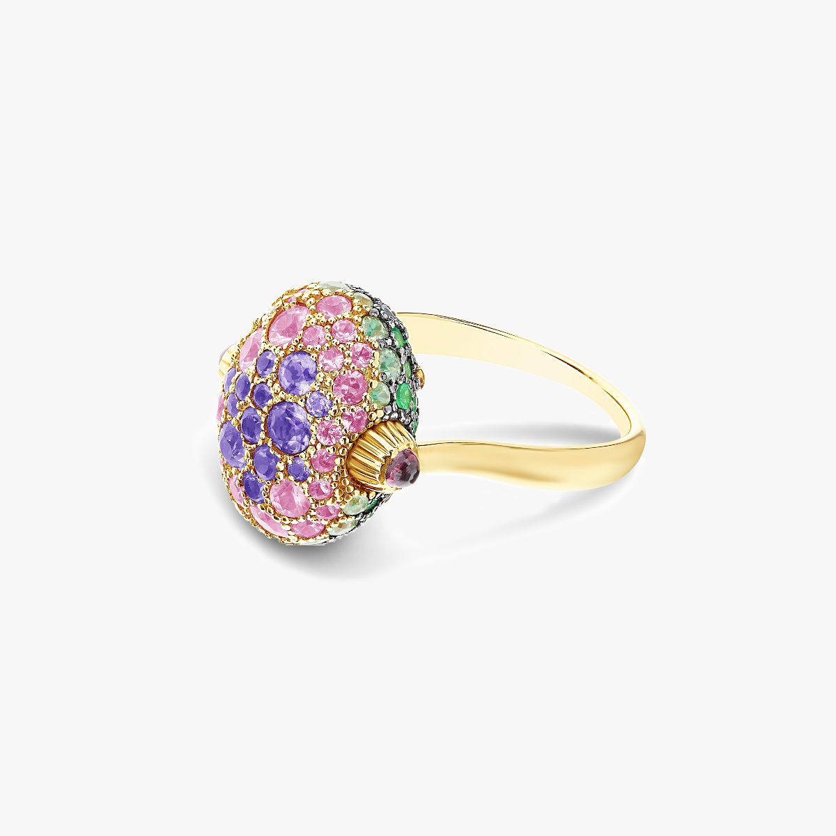 Nanis Reverse Green Labradorite and Gemstone Ring - Medium