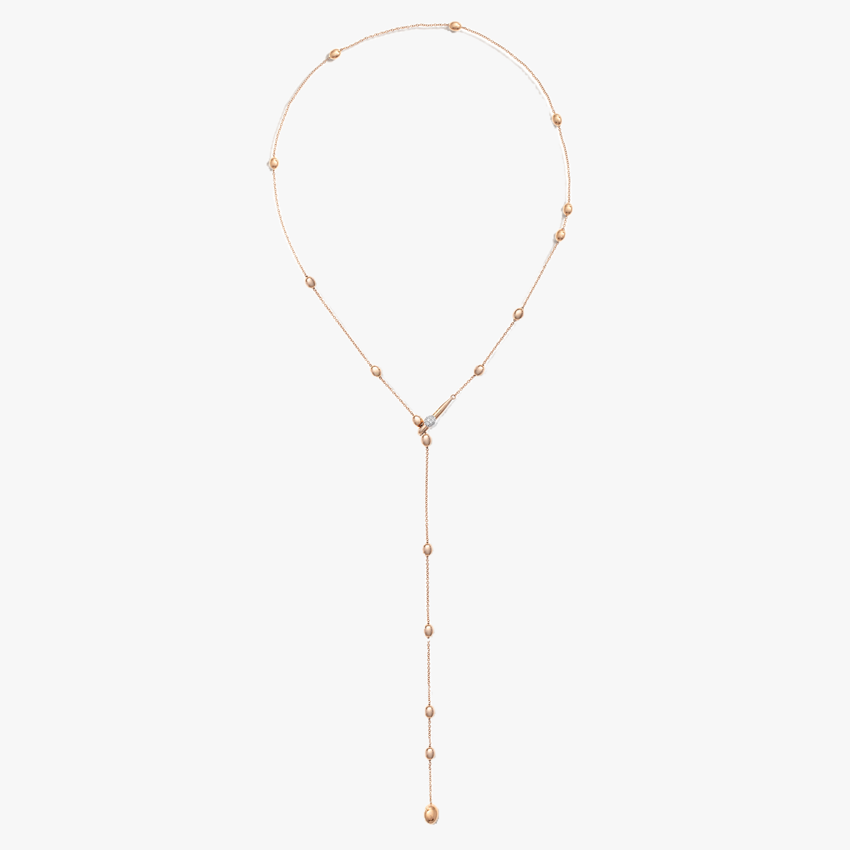 Nanis Boule 18kt Rose Gold and Diamond Y Necklace
