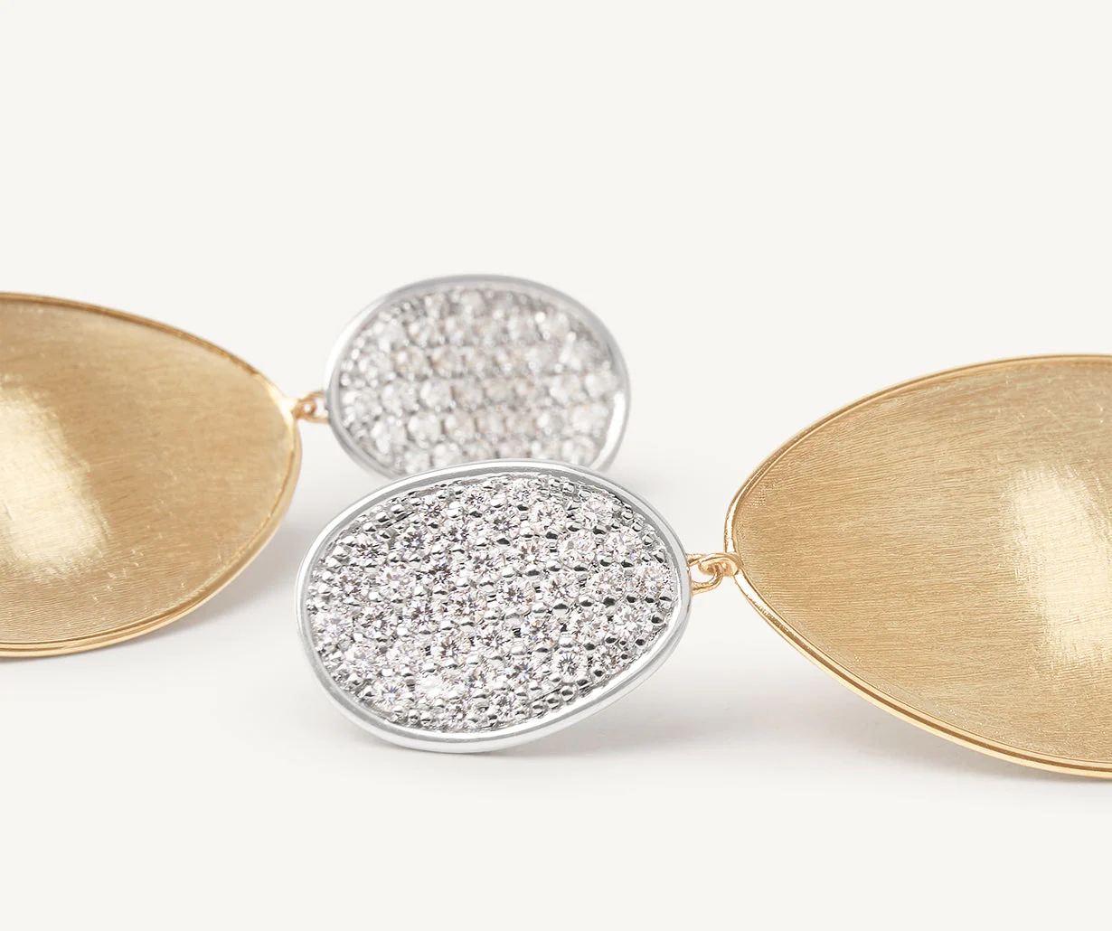 Marco Bicego Lunaria 18k Gold Pavè Diamond Earrings 2 Drop Large - Orsini Jewellers