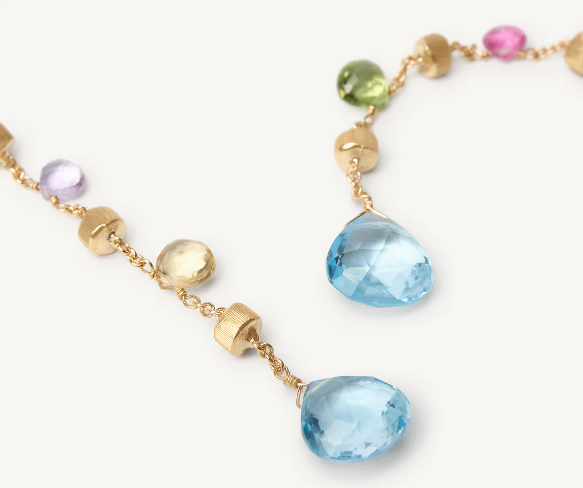 Marco Bicego Paradise 18k Gold Gemstone Earrings Long - Orsini Jewellers