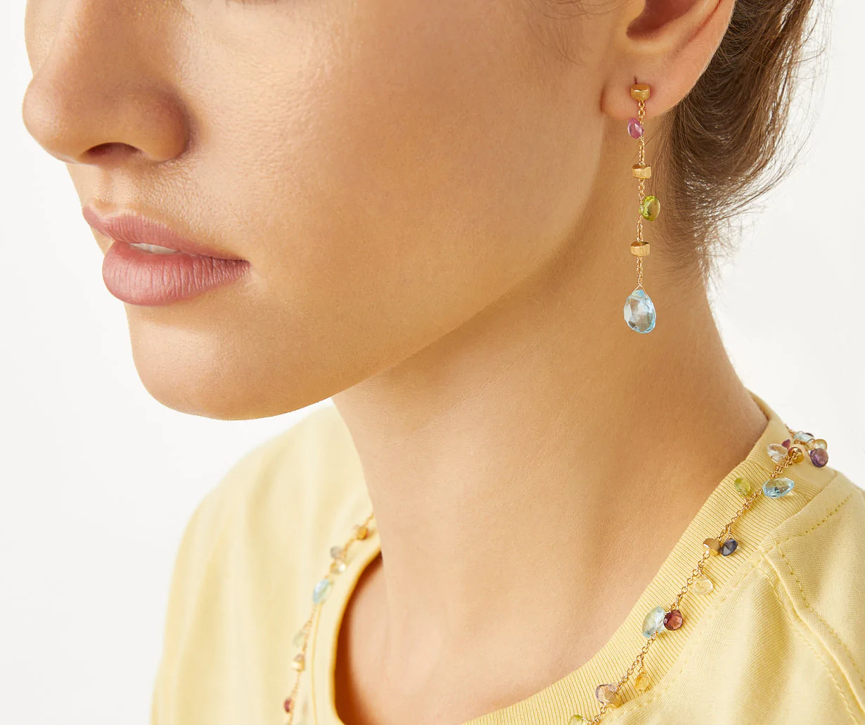Marco Bicego Paradise 18k Gold Gemstone Earrings Long - Orsini Jewellers