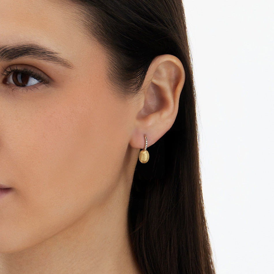 Nanis Boule Gold Drop Earrings with Diamond Detail - Mini OS41-583_GG_IN at Orsini Fine Jewellery