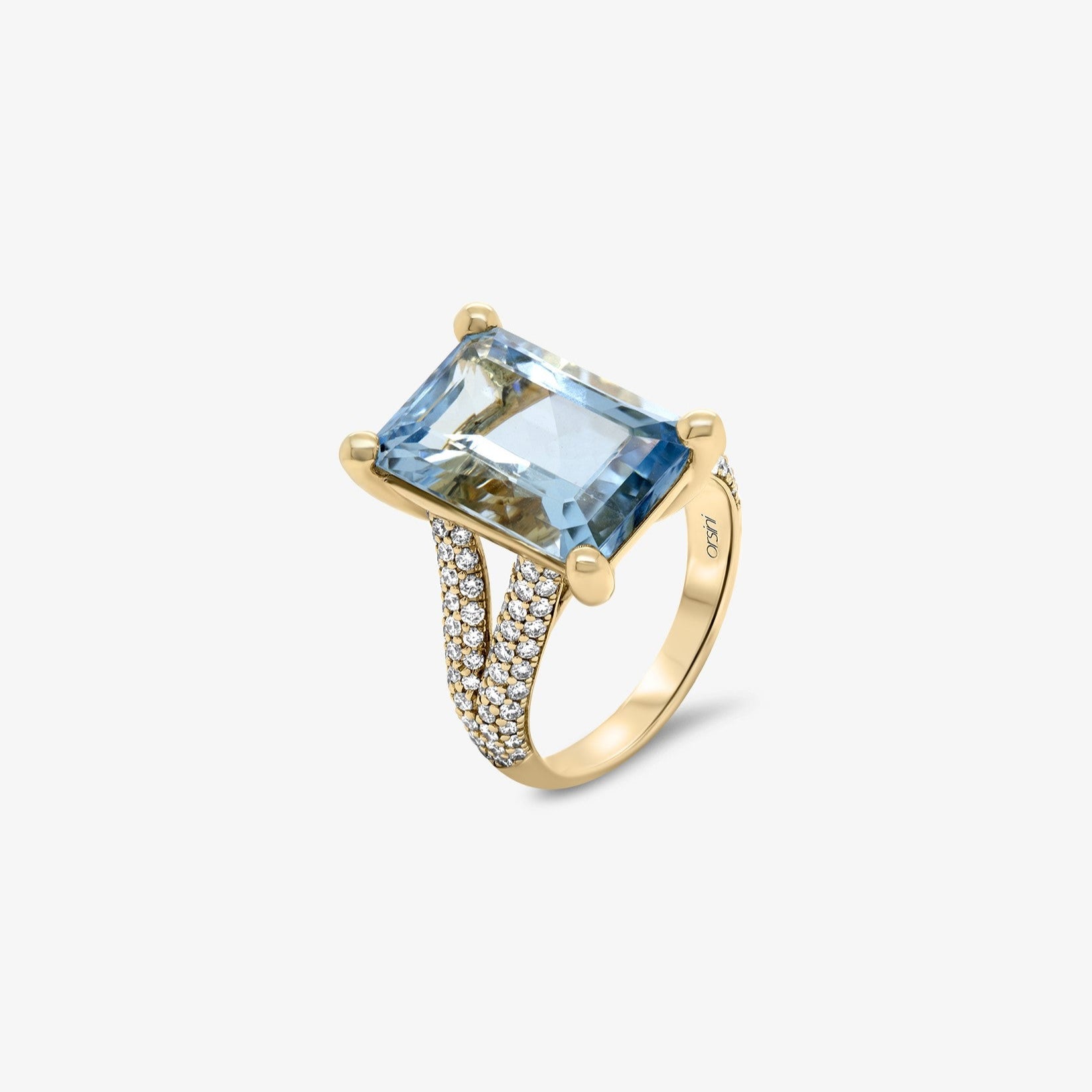 Orsini Aquamarine 18k Yellow Gold Ring with Diamonds Auckland Jewellery