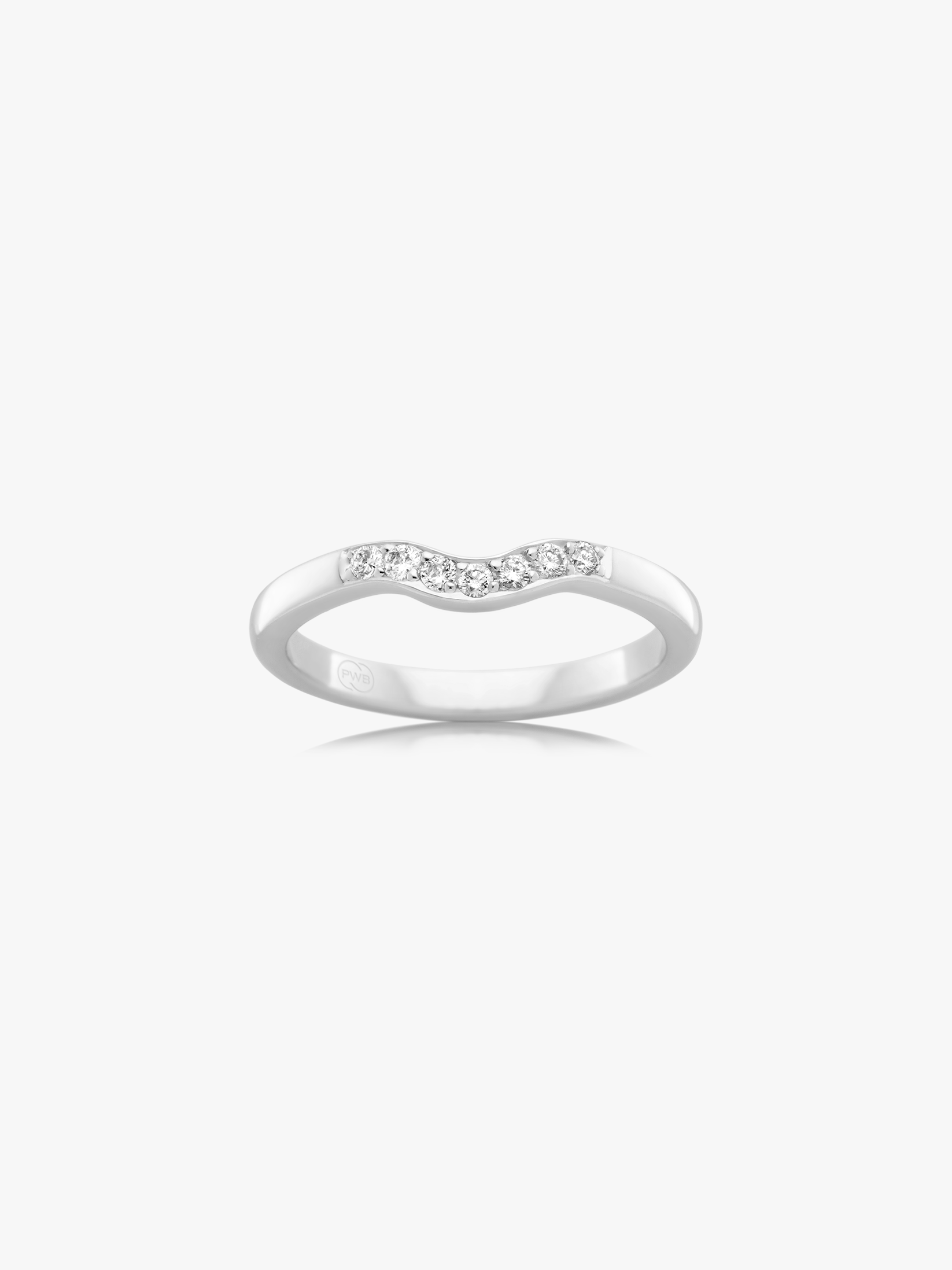Orsini Diamond Detail Fitted Curve Wedding Ring in White Gold