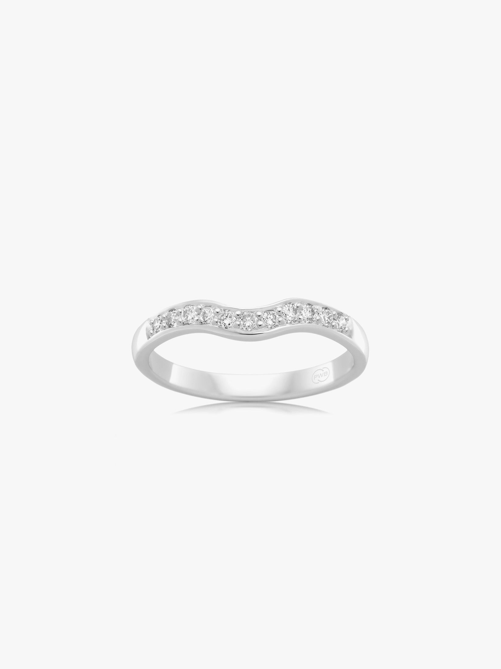 Orsini Diamond Fitted Wedding Ring with Curve in White Gold
