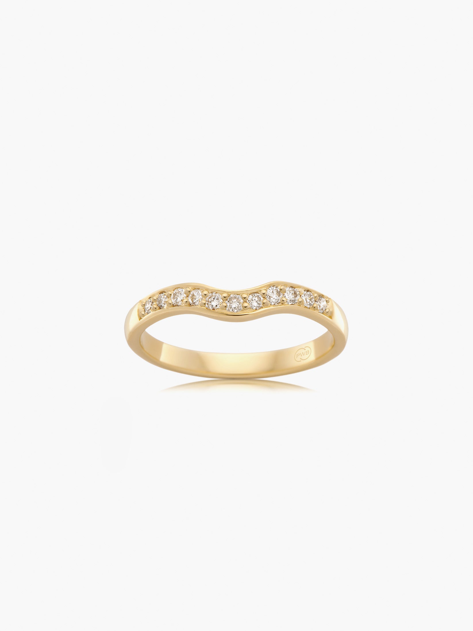 Orsini Diamond Fitted Wedding Ring with Curve in Yellow Gold