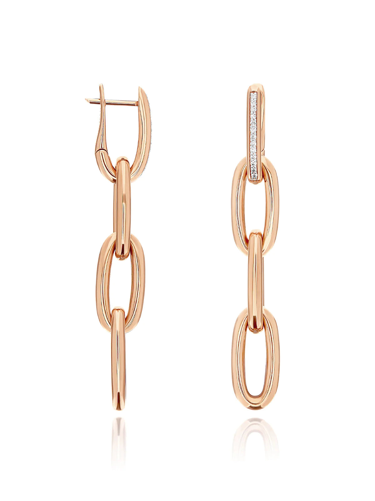 Nanis Libera Rose Gold Small Square Earrings With Chain Element - Orsini Jewellers