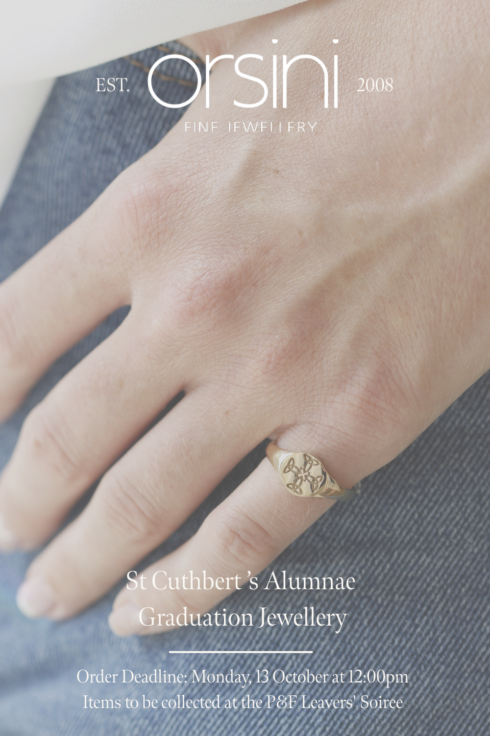 St Cuthbert's Leavers Graduation Yellow Gold Signet Ring 2025