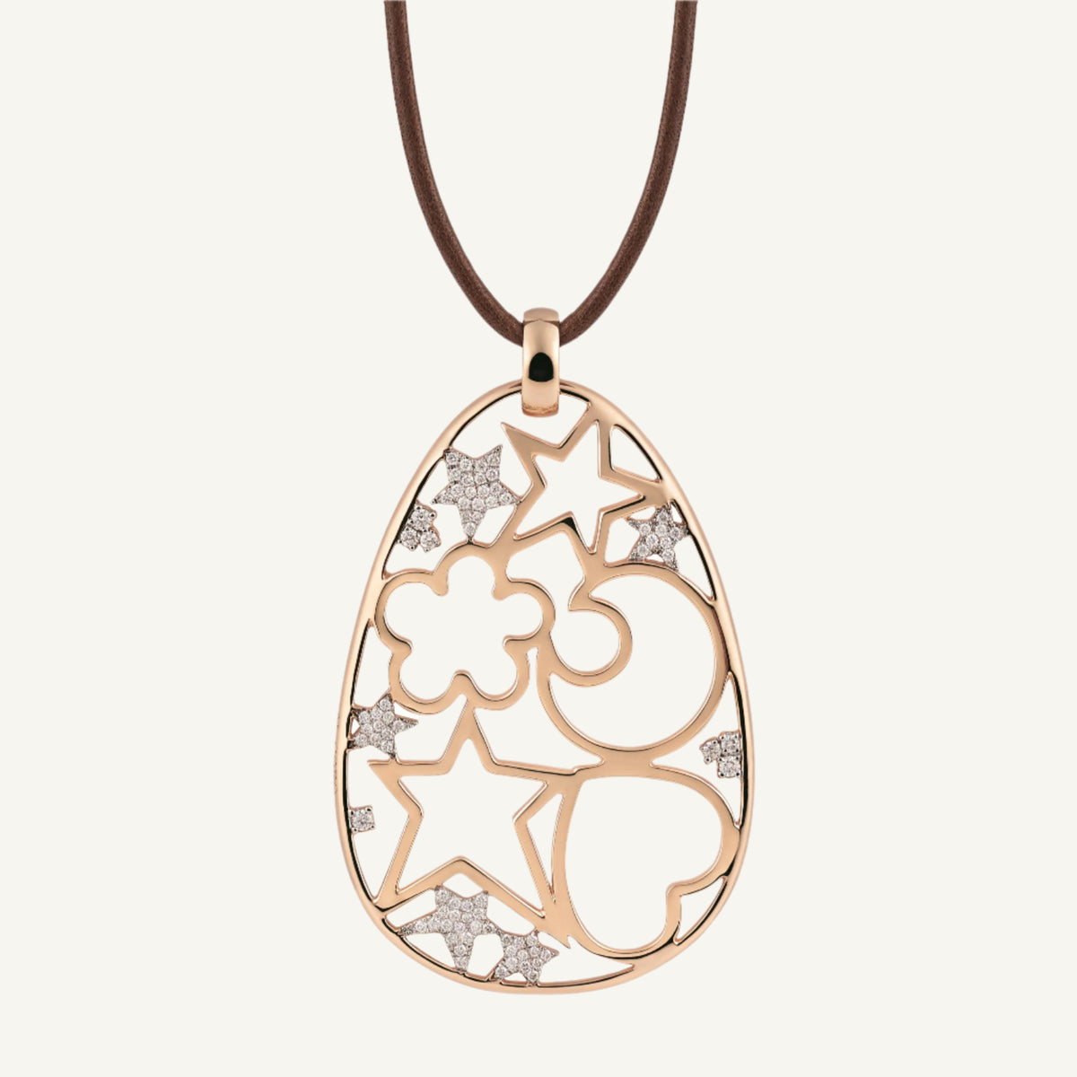 Al Coro Icons Pendant in 18k Rose Gold with Diamonds - Orsini Jewellers