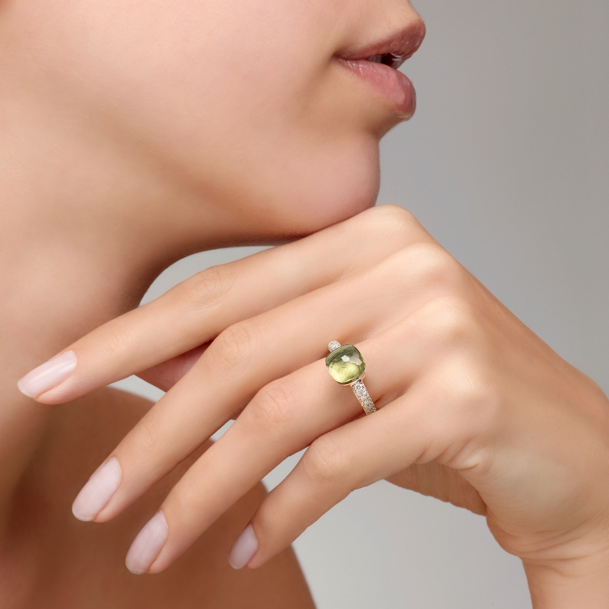 Pomellato Nudo Petit Ring 18k Gold Prasiolite &amp; Diamonds - Orsini Jewellers